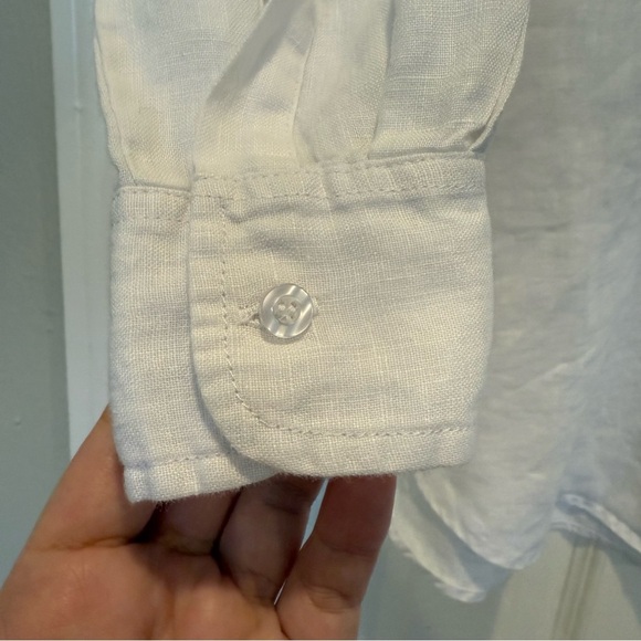 Symple NYC Linen Button Up Shirt Women’s Small White Minimalist Lagenlook Beachy - Picture 4 of 9